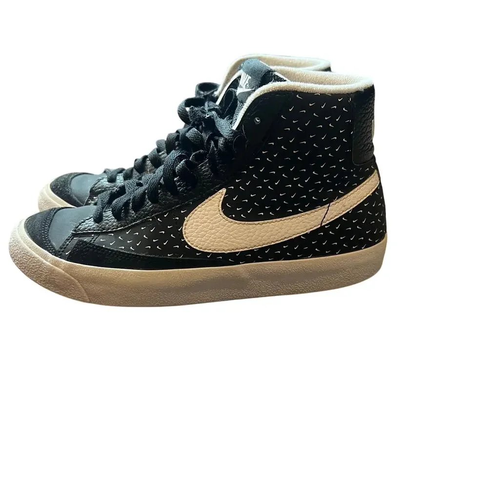 Y2K Sneaker Black White Nike Blazer Retro Skater Polka Swoosh High Top Size 6Y